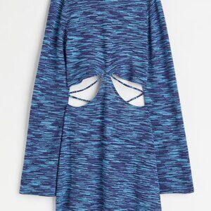 H&M Black and Blue Fine-knit Long-sleeve Mini Dress, NWT, Size XL